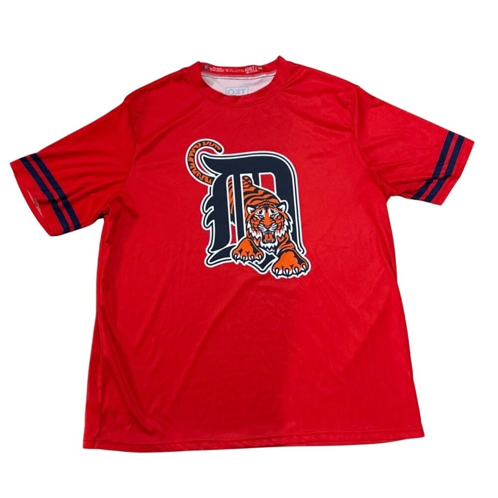 TKO Detroit Tigers Adult XL Red T-Shirt 100% Polyester Short Sleeve Sports Tee